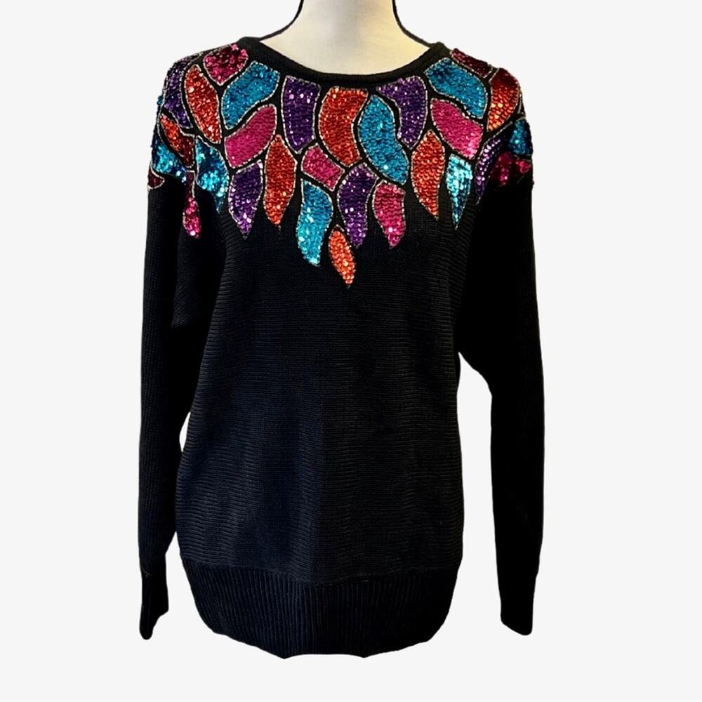 Victoria Jones Women's Vintage Sequined Sweater Size M